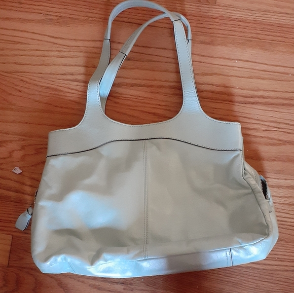 Authentic Coach Lexi Metallic Aqua Leather Handbag - Picture 7 of 8